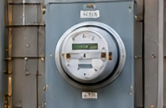 An electric meter and service equipment.